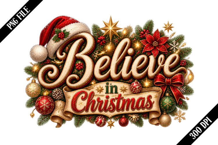 Believe in Christmas PNG Designs example image 1