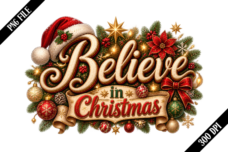 Believe in Christmas PNG Designs