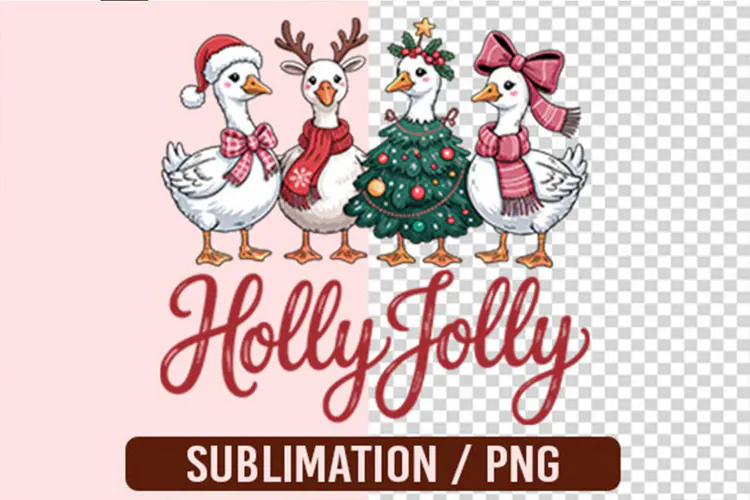 Christmas Goose Holly Jolly PNG Designs