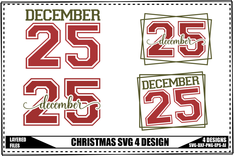 Christmas Svg 4 Designs, Xmas Svg