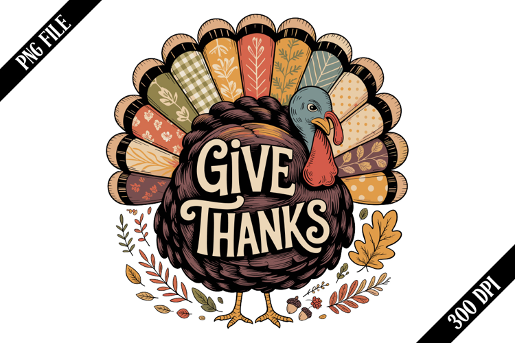 Give Thanks Preppy Thanksgiving PNG Designs