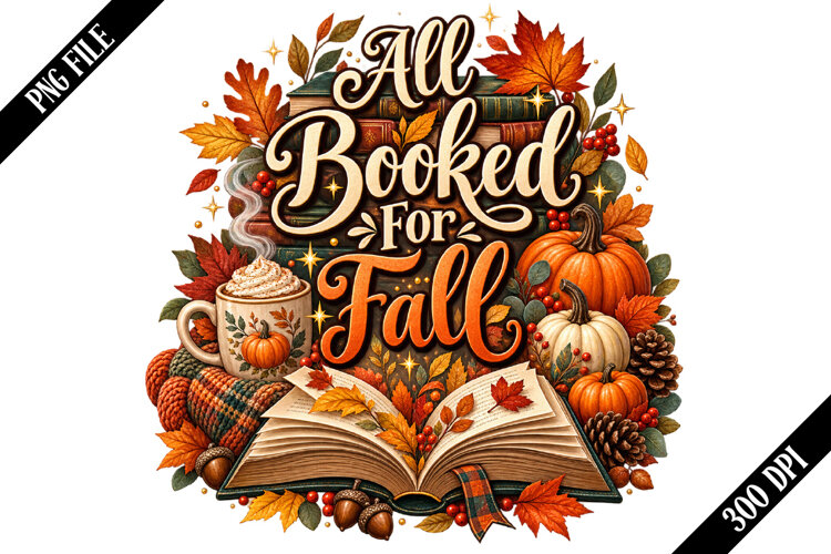 All Booked For Fall PNG Designs example image 1