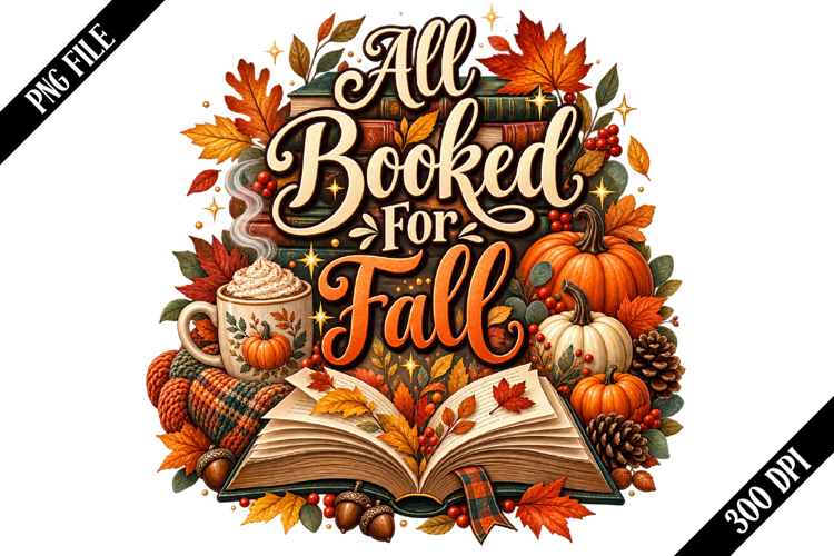 All Booked For Fall PNG Designs