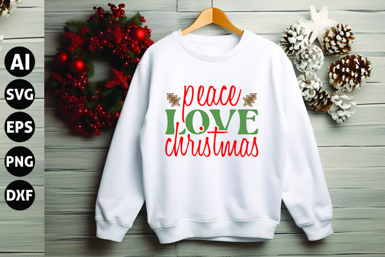 Peace Love Christmas Svg, Funny Christmas Svg