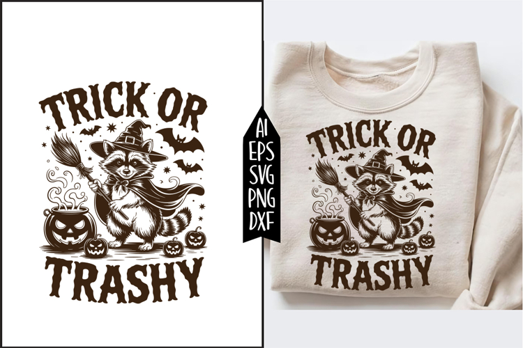 Trick or Trashy Halloween Raccoon Svg Designs