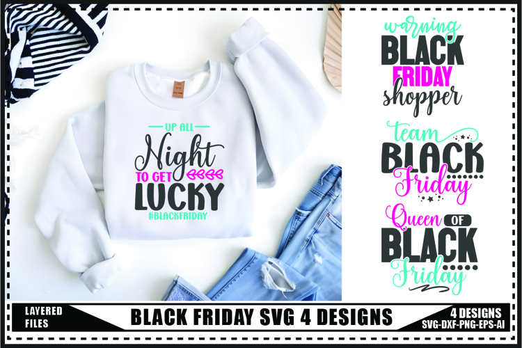 Black Friday Svg 4 Designs, Black Friday Shopping Svg