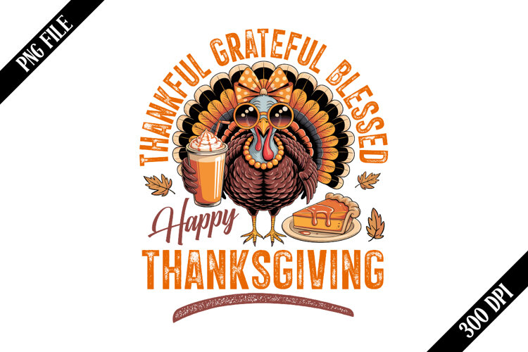 Happy Thanksgiving Funny Turkey PNG Designs example image 1