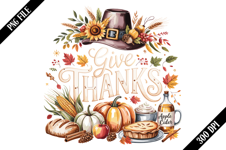 Give Thanks Thanksgiving Sublimation PNG Designs