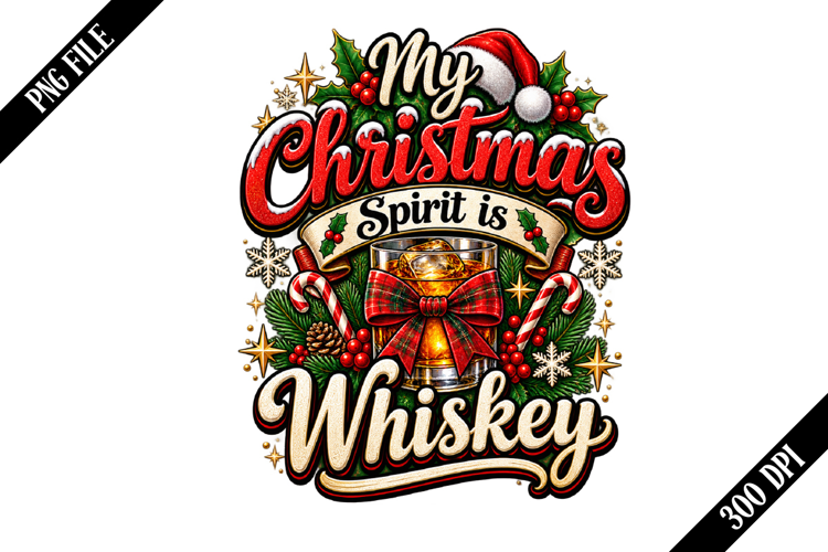 My Christmas Spirit is Whiskey PNG Designs