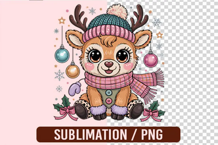 Trendy Girly Christmas Reindeer PNG Designs