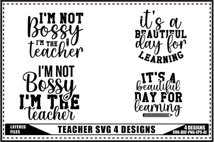 Teacher Svg, Back to School Svg 4 Designs
