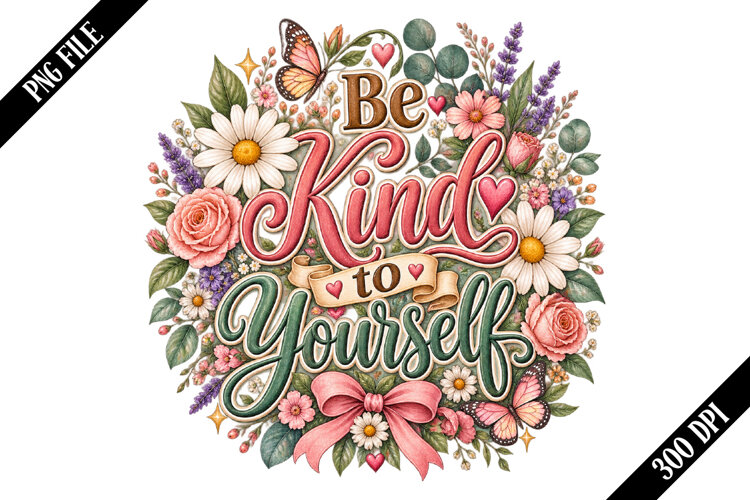 Be Kind to Yourself PNG Designs example image 1