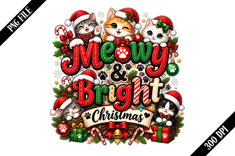 Meowy & Bright Christmas PNG Designs