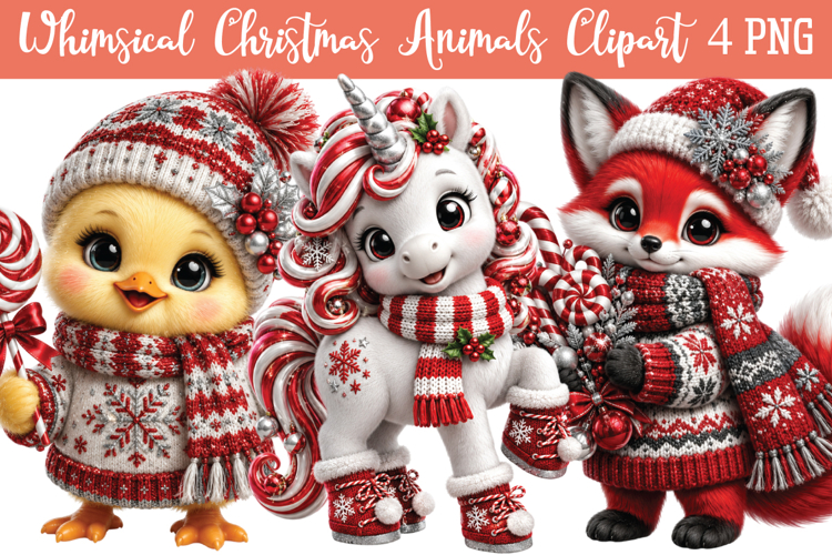 Whimsical Christmas Animals Png Clipart