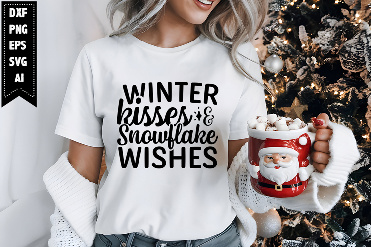 Winter Kisses And Snowflake Wishes Svg, Christmas Svg