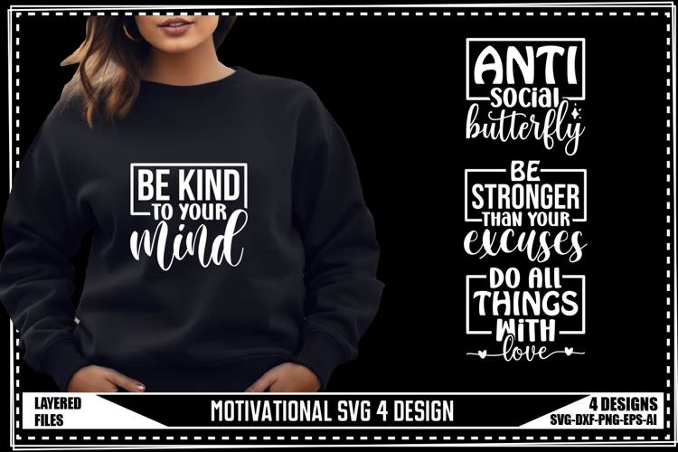 Motivation Svg 4 Designs, Positive Quotes Svg