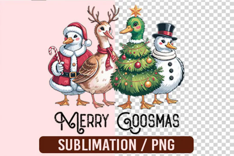 Funny Christmas Merry Goosmas PNG Designs