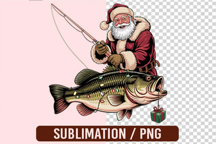 Fishing Santa Christmas PNG Designs