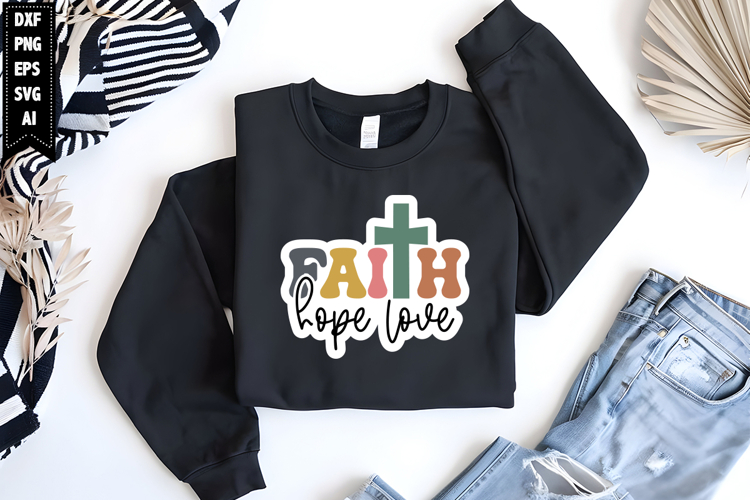 faith hope love Svg, Religious Stickers Design