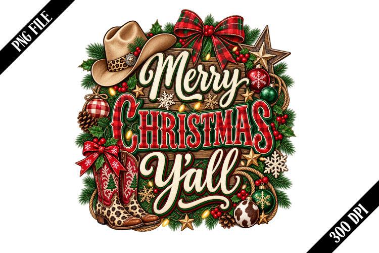 Merry Christmas Y'all PNG Designs example image 1