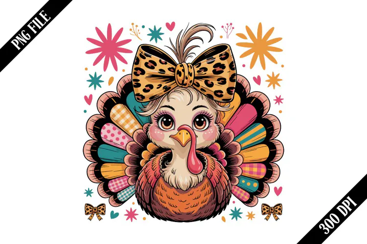 Colorful Striped Turkey PNG Designs