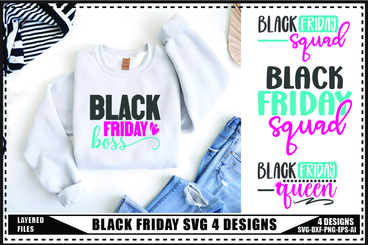 Black Friday Svg 4 Designs, Black Friday Shopping Svg