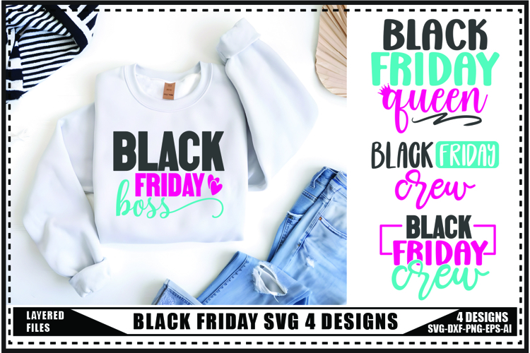 Black Friday Svg 4 Designs, Black Friday Shopping Svg