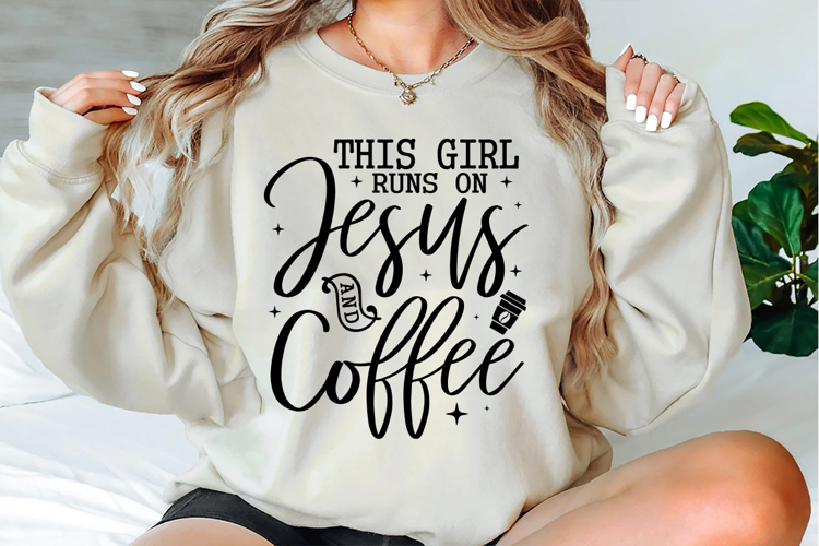 This Girl Runs on Jesus and Coffee Svg Design