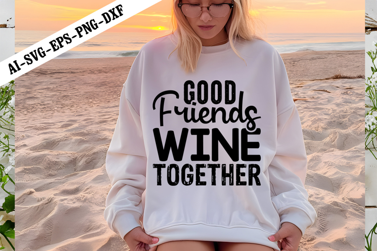 Good Friends Wine Together Svg, Funny Sarcastic Svg Design