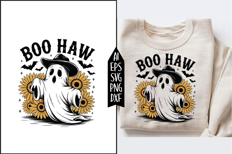 Boo Haw Cow Spot Ghost Western Halloween Svg Designs