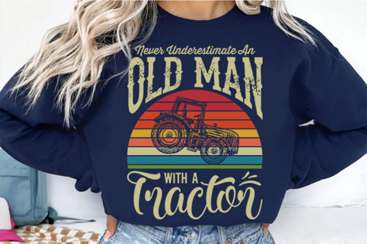 Old Man Tractor Svg Design