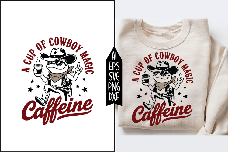 Cowboy Frog Coffee Magic Caffeine Svg Designs