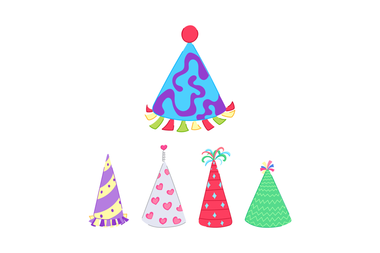 Colorful party hats for celebrations and festive events