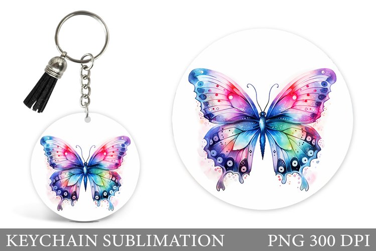 Butterfly Keychain Design. Round Keychain Butterfly example image 1