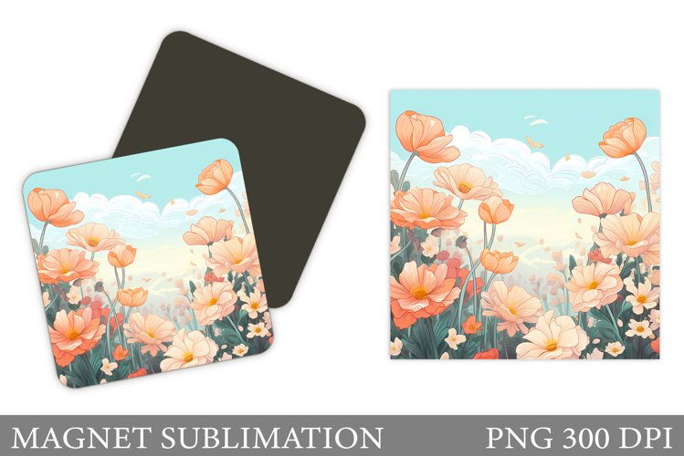 Flowers Magnet Sublimation. Flowers Square Magnet Design