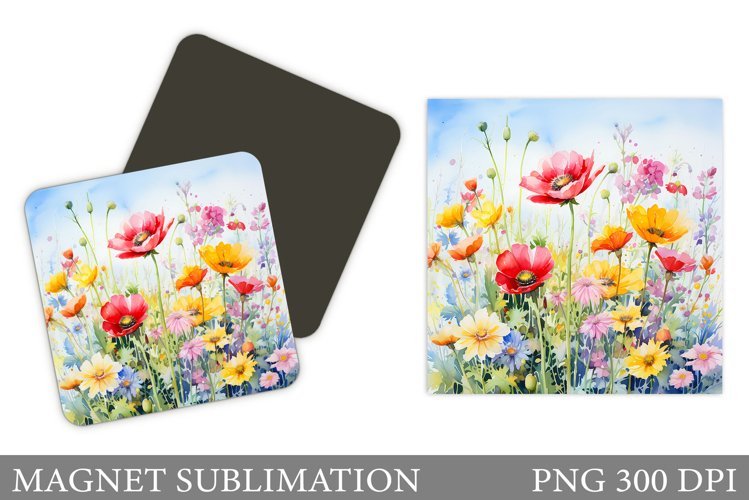 Flowers Magnet Sublimation. Wildflowers Magnet Design example image 1