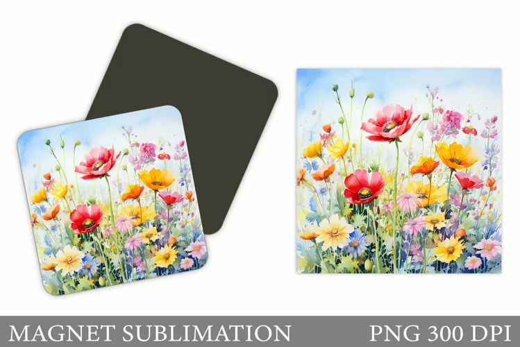 Flowers Magnet Sublimation. Wildflowers Magnet Design