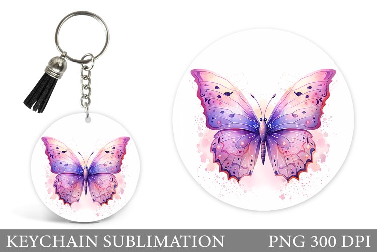 Butterfly Round Keychain. Butterfly Keychain Design
