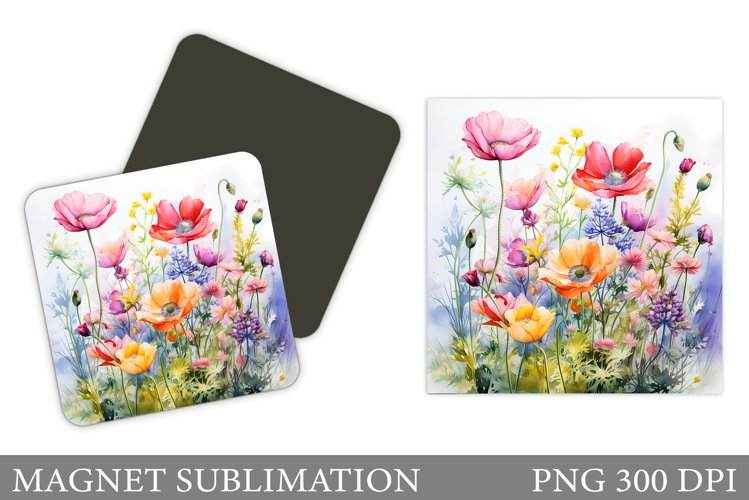 Flowers Magnet Design. Wildflowers Magnet Sublimation example image 1