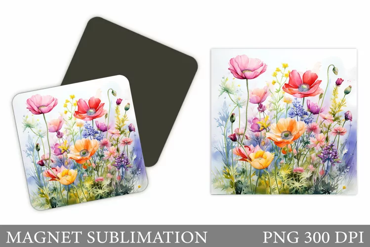Flowers Magnet Design. Wildflowers Magnet Sublimation