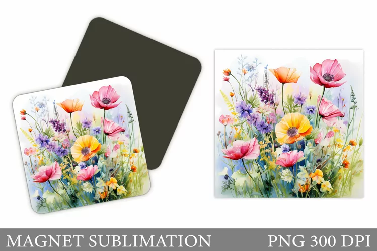 Wildflowers Magnet Design. Flowers Magnet Sublimation