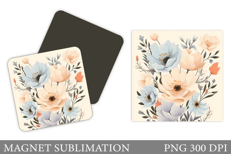 Flowers Square Magnet. Flowers Magnet Sublimation