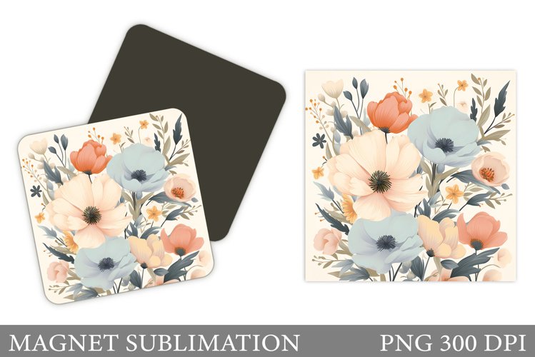 Flowers Square Magnet Design. Flowers Magnet Sublimation