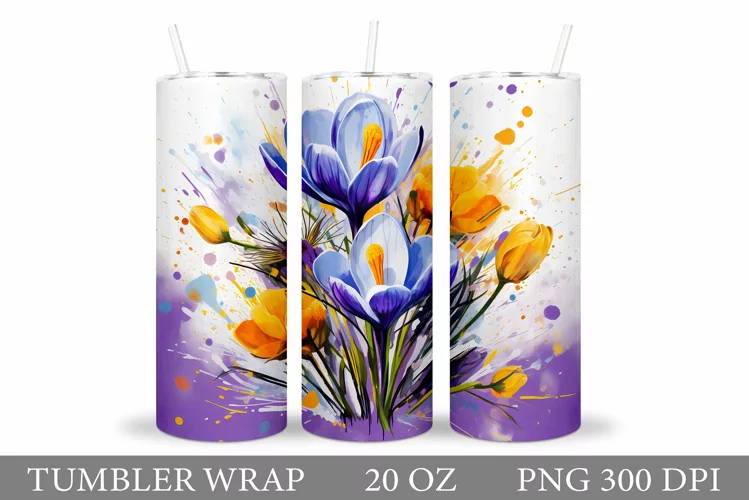 Spring Flowers Tumbler. Crocus Flowers Tumbler Design