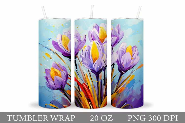 Crocus Flowers Tumbler Design. Spring Flowers Tumbler Wrap