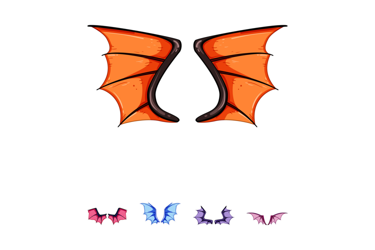 Dragon wings illustration set in various colors