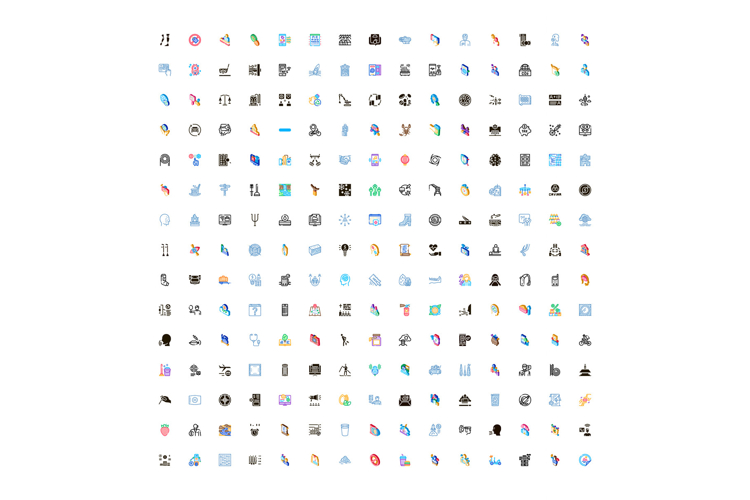 Large collection of diverse isometric icon set