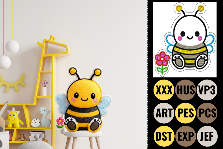 Cute Baby Bumblebee Embroidery Design