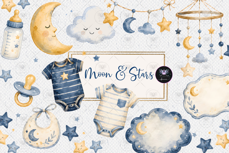Moon   Stars Baby Clipart