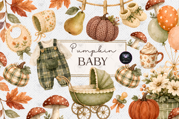 Pumpkin Fall Baby Clipart